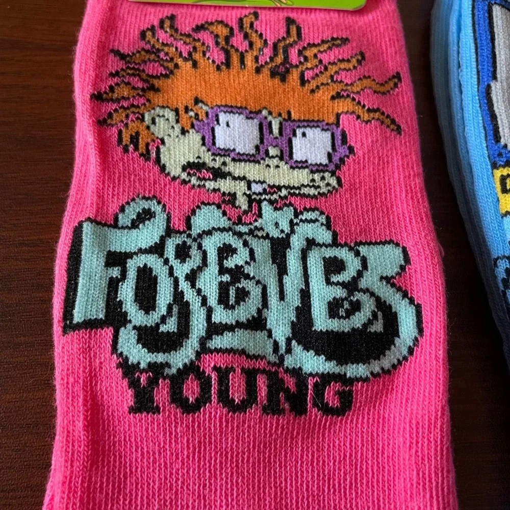 Nickelodeon Rugrats Chuckie Tommy 90s 2 pair new novelty crew socks adult 10-13